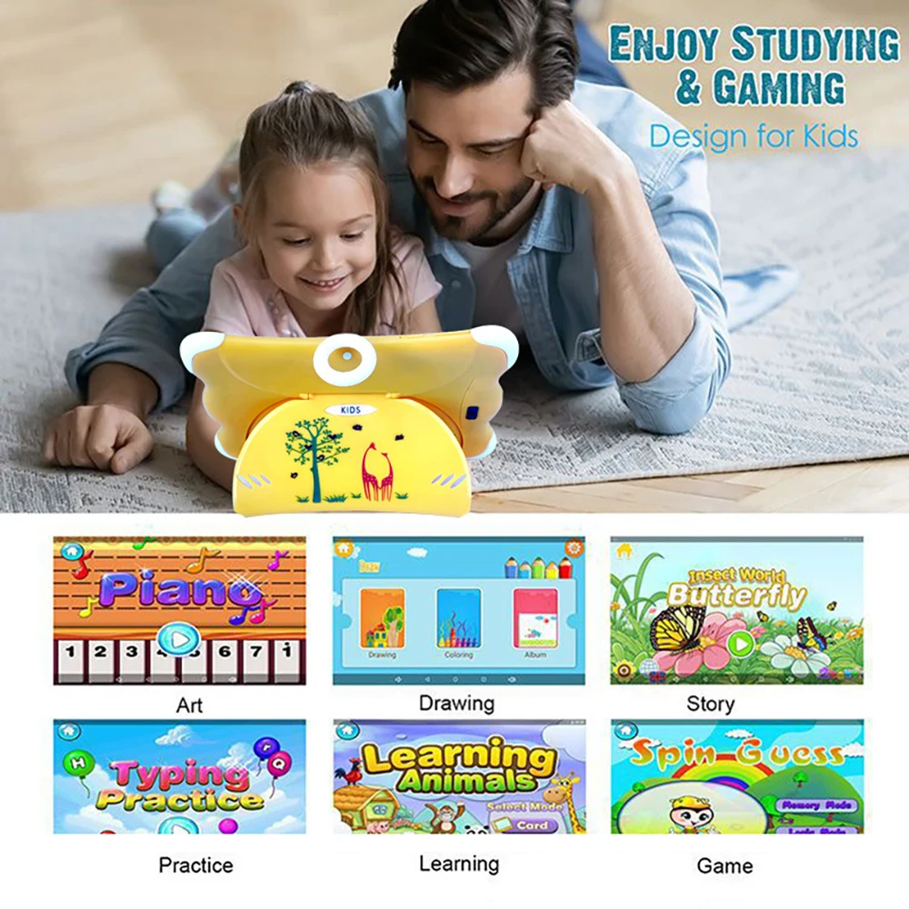 7 Inch High-Definition Children'S Tablet 1GB+8GB Quad-Core Android Student Learning Dual Sim Wifi Alarm Clock Multi-Language