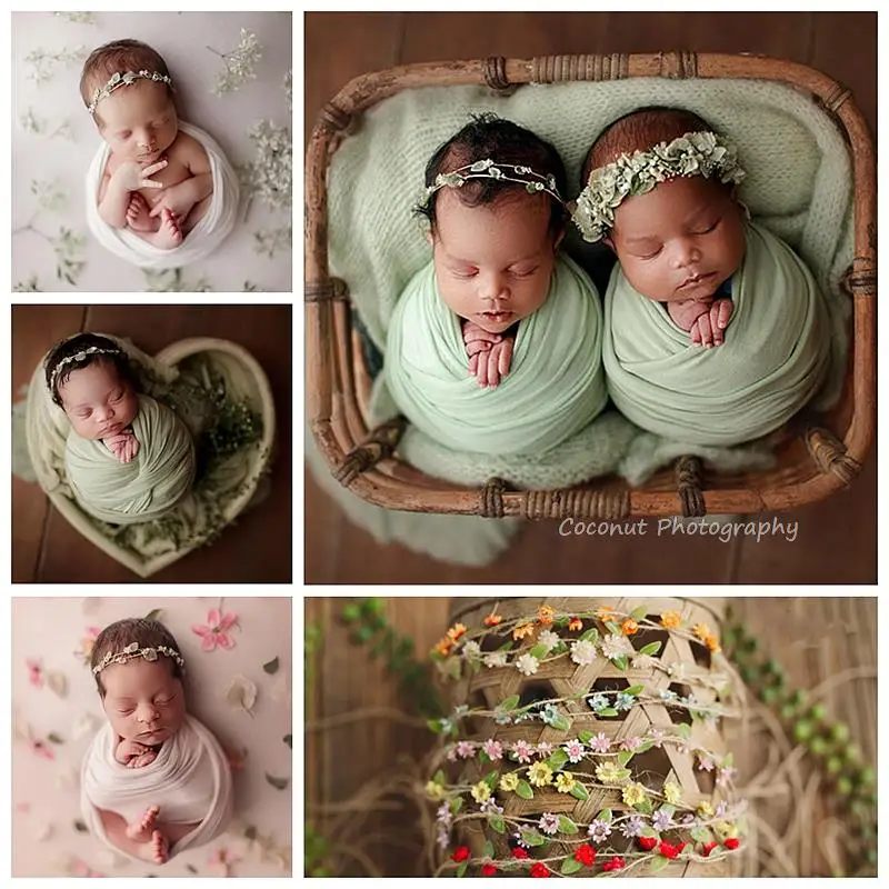 Coconut Newborn Photography Props Fresh Daisy real flower headdress headdress baby full moon 100 days one year old baby