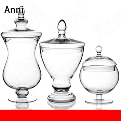 Creativity Clear Glass Bottle European Modern Transparent Crystal Candy Snacks Storage Jar with Lid Wedding Decoration Ornaments
