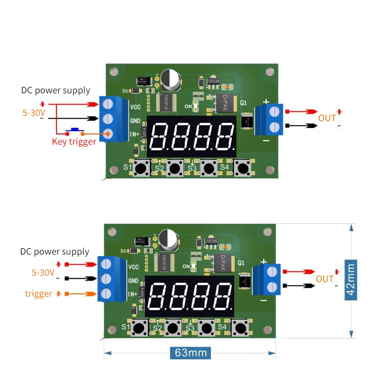 DC 5-30V  MOS tube on and off  LED Display Automation Cycle Delay Timer Control Off Switch Delay Time Relay 5V6V 9V 12V 24V