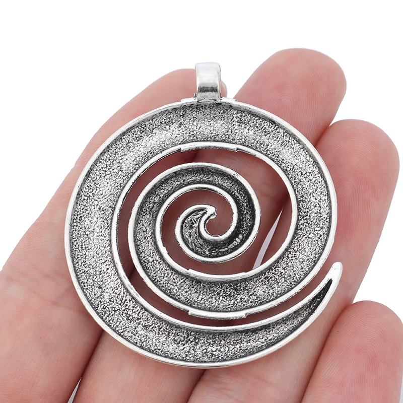 ZXZ 5pcs Antique Silver/Gold Color Large Spiral Swirl Design Charms Pendants for Necklace Jewelry Making Findings 52x45mm