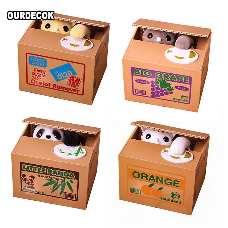 Automated Cat Steal Coin Bank Piggy Bank Moneybox Money Saving Box Gifts digital coin jar alcancia cofre