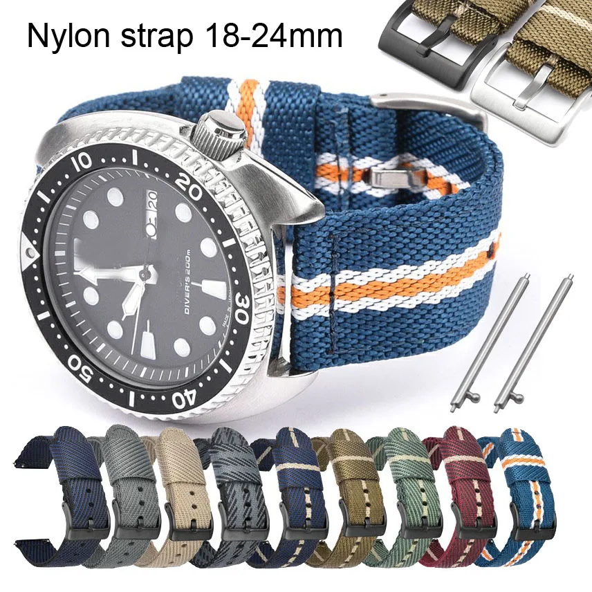 18mm 20mm 22mm 24mm Sports Weave Nylon Watch Band Women Men Wrist Watch Strap Quick Releas Fabric Watchband Bracelet