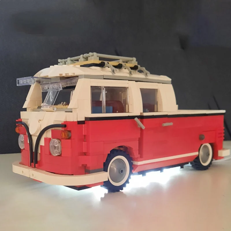 MOC T1 Doka  Truck Cars Model Modified from 10220 Camper T1 Caravan Camping Trailer Bus Cars Building Block Kids DIY Toys