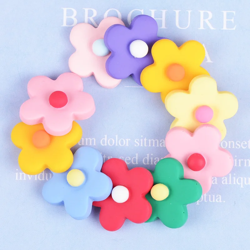 10Pcs Resin Flatback Planar Color Flowers DIY Craft Supplies Phone Shell Patch Art Ornaments Kids Hair Accessories Decor