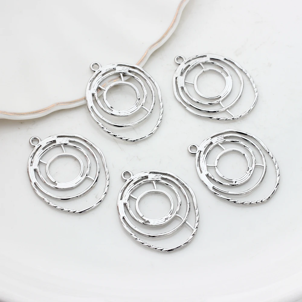 Zinc Alloy Charms Pendant  Hollow Round Shape Charms Pendant 25mm 6pcs/lot For DIY Jewelry Earrings Making Accessories