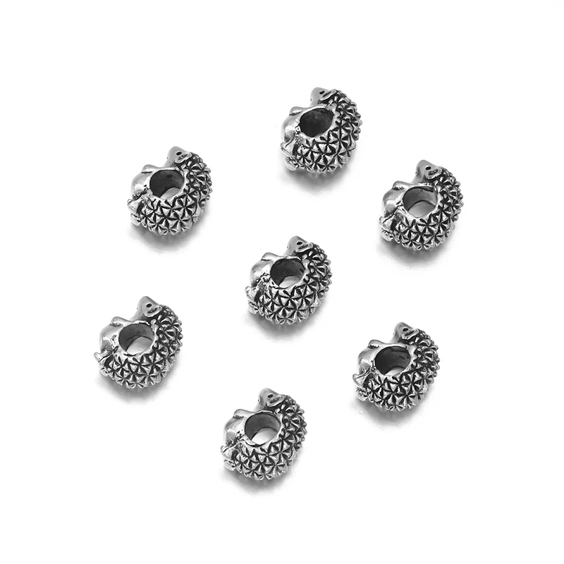 SAUVOO 10pcs/lot Alloy Beads Hedgehog Bead Charm Big Hole Beads Fit Bracelet Bangle Necklace Women DIY Jewelry
