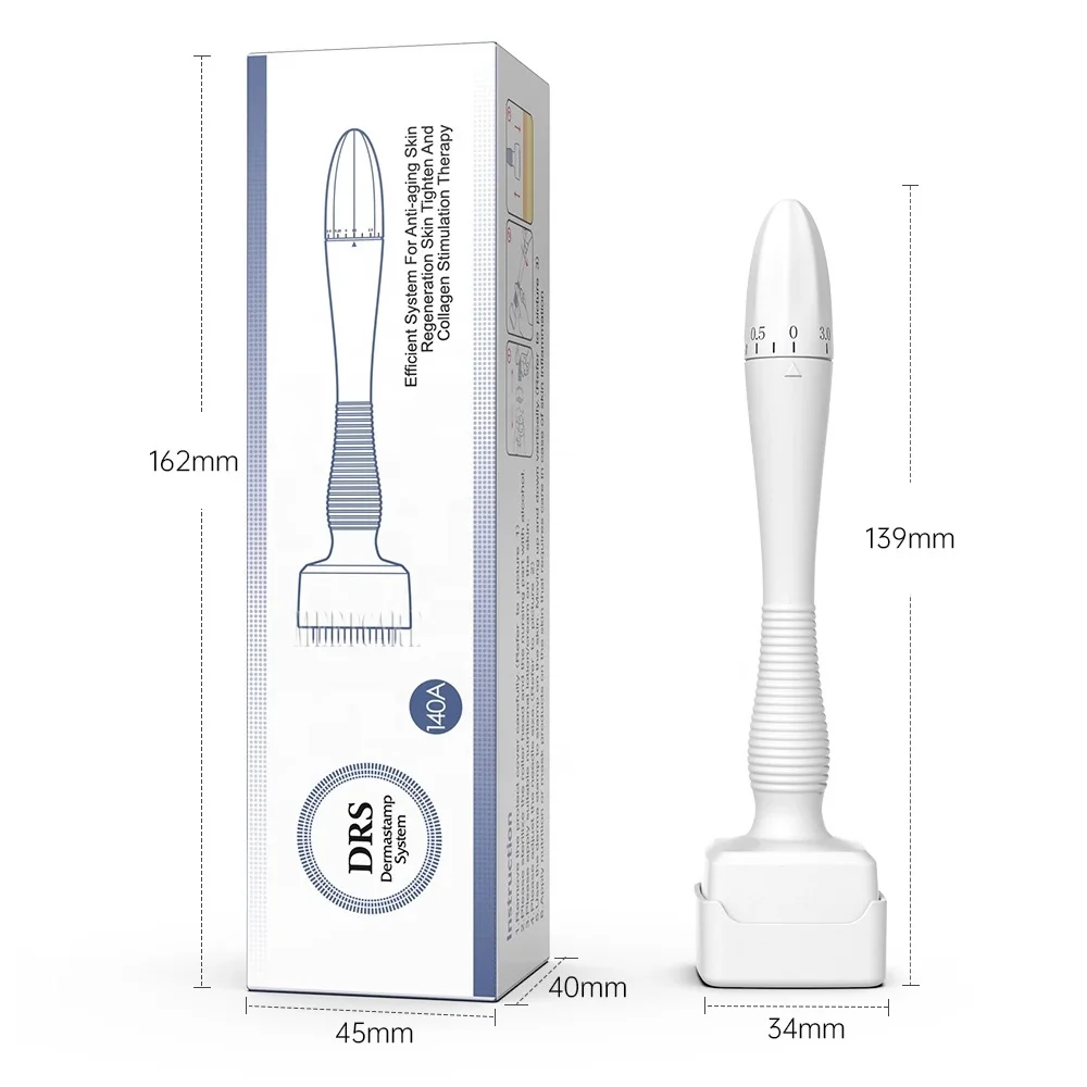 Rouleau de tampon Derma DRS140A, longueur d'aiguille réglable, système de roulement à micro-aiguilles pour thérapie Anti-âge, Anti-rides, perte de cheveux