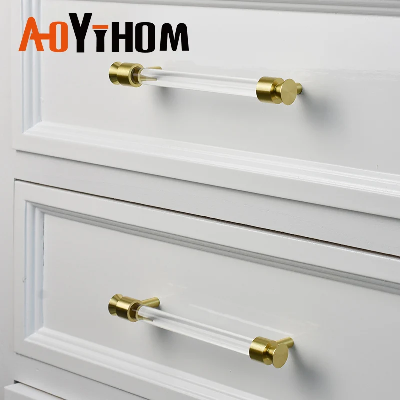AOYIHOM Nordic Fashion Style Acrylic Drawer And Wardrobe Door Knob Shoe Cupboards Furniture Handle Kitchen Storage Cabinet Pulls