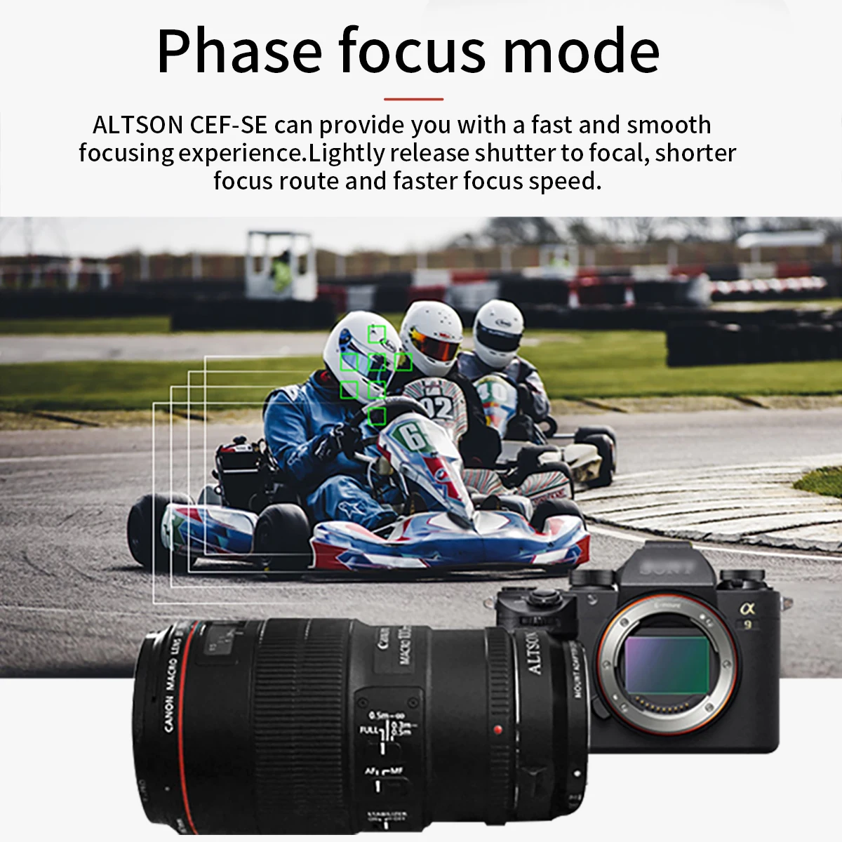 Obiettivo EF/EF-S all'adattatore astuto del supporto T di Sony E, anello dell'adattatore dell'obiettivo del fuoco automatico per l'obiettivo EF/EF-S di Canon al CEF-SE della macchina fotografica del supporto di Sony E
