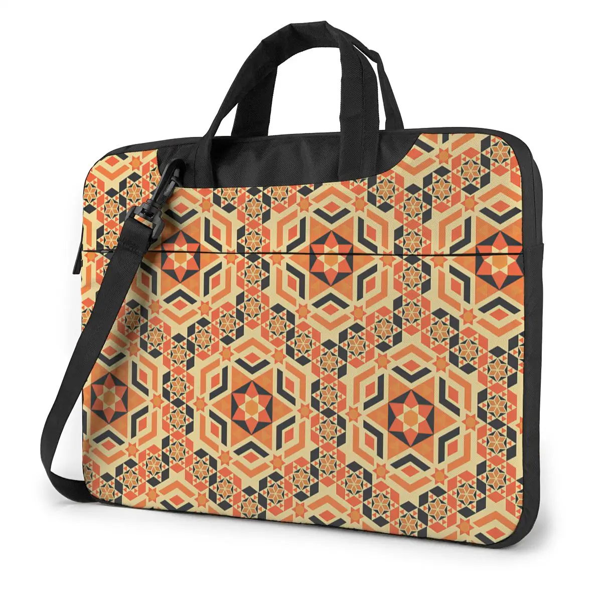 Geometric Orange Mosaic Seamless Pattern Laptop Bag Case Protective Vintage Computer Bag Bicycle Crossbody Laptop Pouch