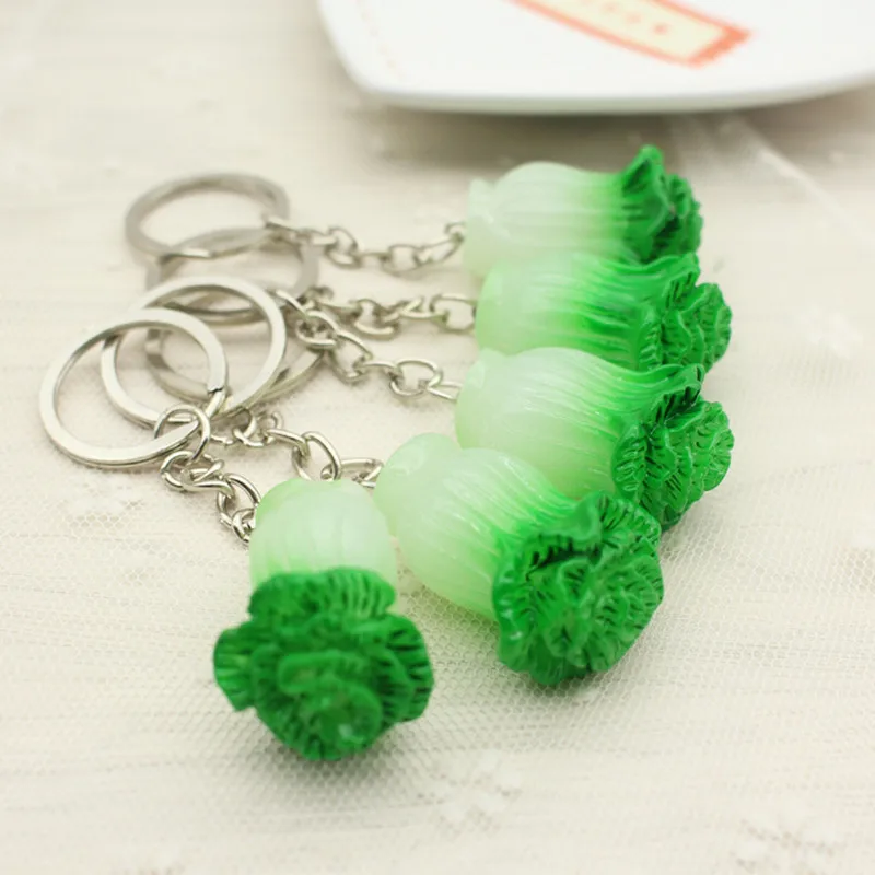 Simulation vegetables green cabbage Chinese cabbage keychain Woman Men Kids Key Ring Gifts Accessories Shoes Key Chain