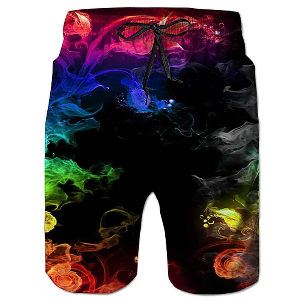 Colorful Smoke/Galaxy 3D Printed Mens Shorts Mesh Lining Comfortable Breathable Beach Shorts Summer Beach Swim Trunks STDK-5