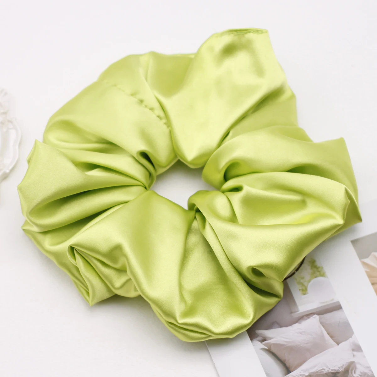 Lystrfac Stain Silk Oversize Scrunchies for Women Girls Solid Color Hair Rope Elastic Hair Band Hair Tie Hair Accessories