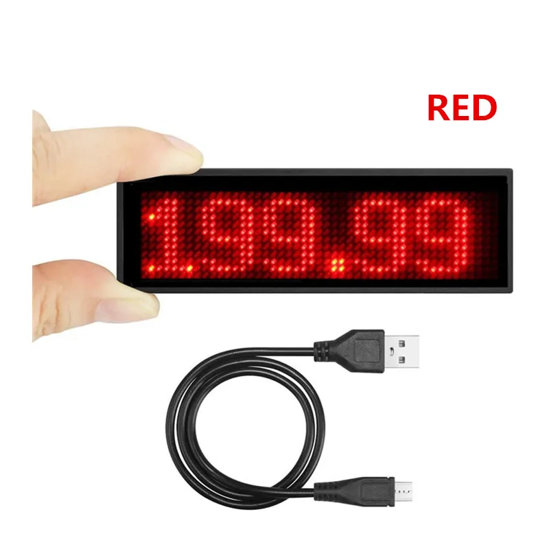 44*11 Red Scrolling Led Badge Rechargeable LED Business Card Screen with Magnet / LED Name Tag Rechargable programmable