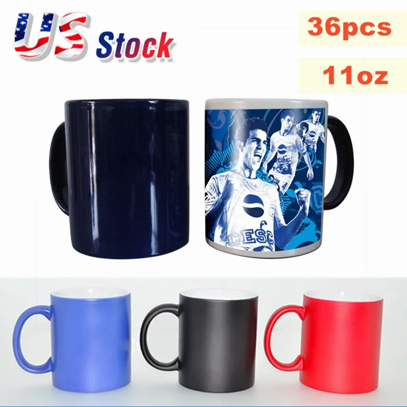 

36pcs 11OZ Wholesale Blank Sublimation Magic Mug Hot Water Color Changing Mug Ceramic Cups as DIY Christmas Gift