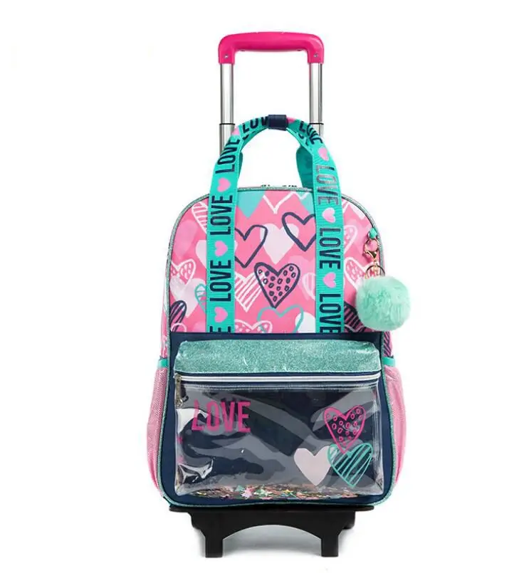 مجموعة حقائب مدرسية بعجلات مع حقيبة غداء حقيبة ظهر مدرسية متدحرجة حقيبة ظهر بعجلات للفتيات الطالبات حقيبة عربة مدرسية Mochila #4