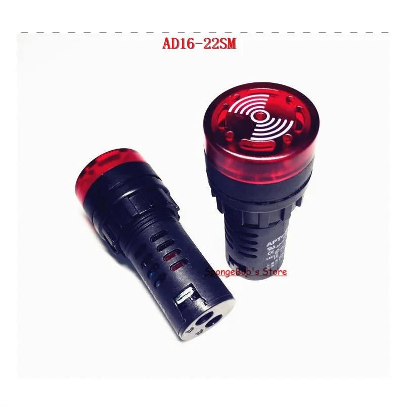 3 Stks/partij AD16-22SM 22Mm Ac/Dc 12V , 24V , 110V , AC220V Sirene Buzzer Rode Led Actieve Pieptoon Indicator Light Pilot Lamp