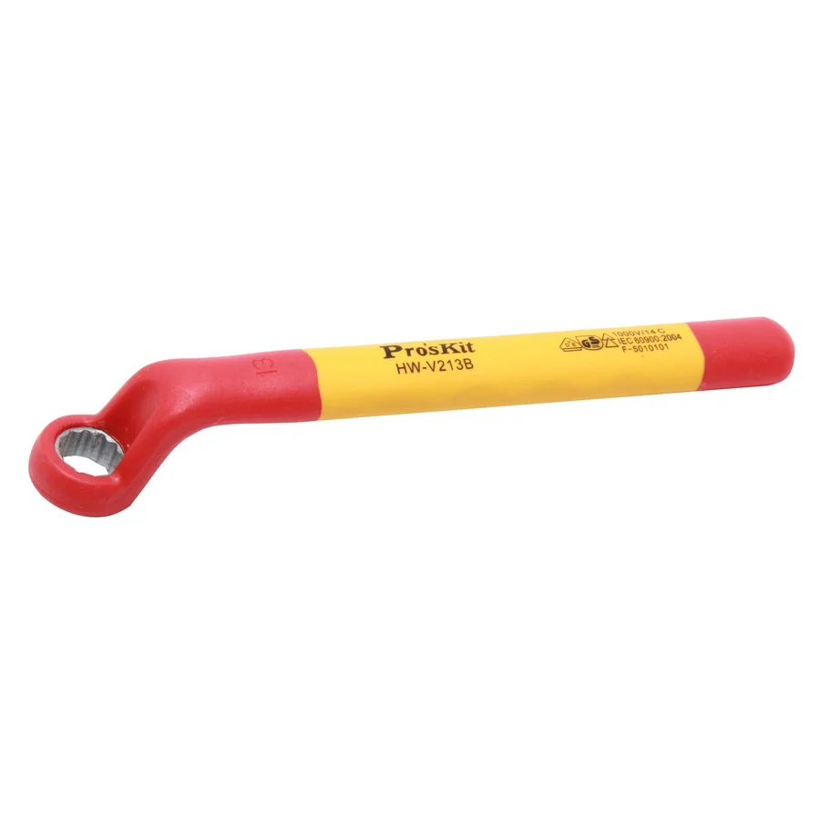 Proskit VDE 1000V insulated single-end socket wrench crank anti-skid chrome vanadium steel, forged, oil hardened (10mm-22mm)