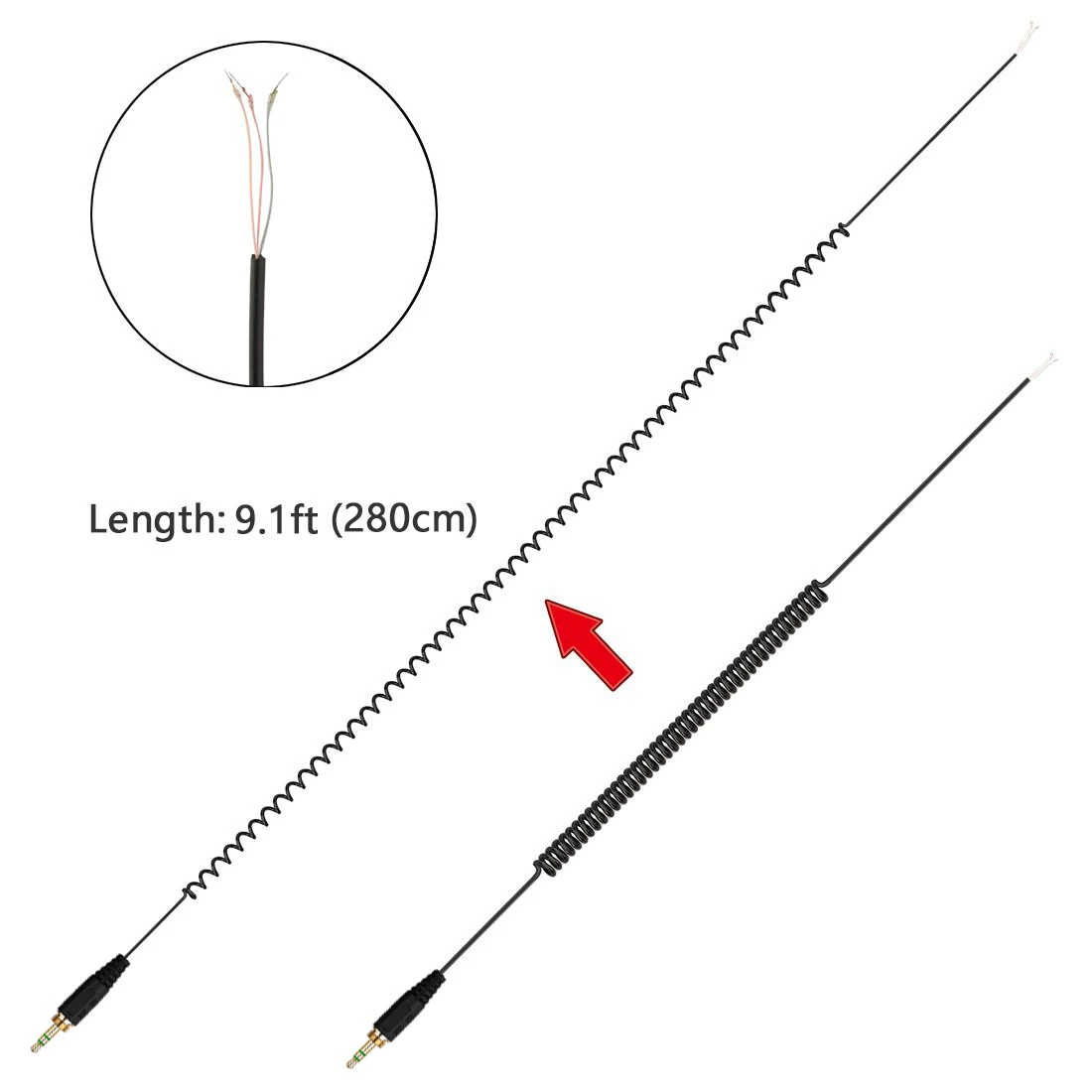 Ersatz Kabel Verlängerung Frühling Coiled Kabel für Audio-Technica ATH-AD500X ATH-AD700X ATH-AD900X ATH-A550Z ATH-A900Z Kopfhörer