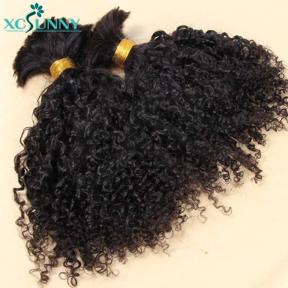 Kinky Curly Bulk Hair Human Hair For Braiding / Locs/ Twist Burmese Bulk Hair Extensions For Boho Braids Wholesale