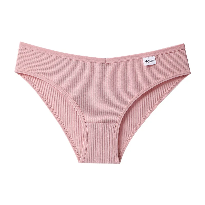 Sexy cotton underwear female Japanese mid-waist girl student threaded cotton briefs ladies seamless hip-lifting panties