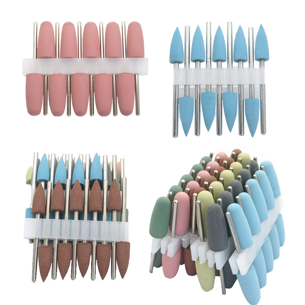 10pc Silicone Rotary Nail Drill Bit Rubber Manicure Drills Bit Electric Milling Cutter Burr Cuticle Polishing Tools Accessories