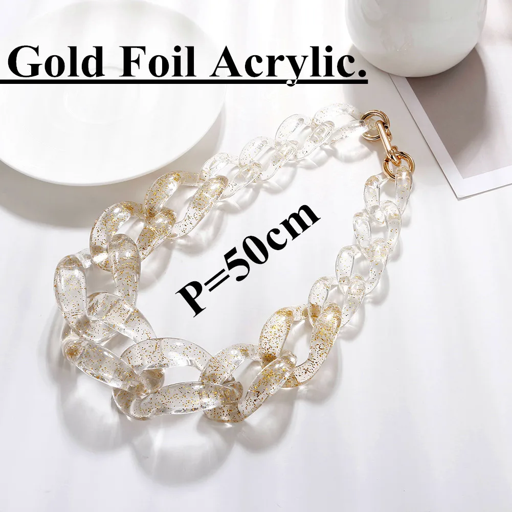 FishSheep Transparent Glitter Acrylic Choker Necklace Resin Clear Chunky Chain Big Pendant Collar Necklaces for Women Jewelry
