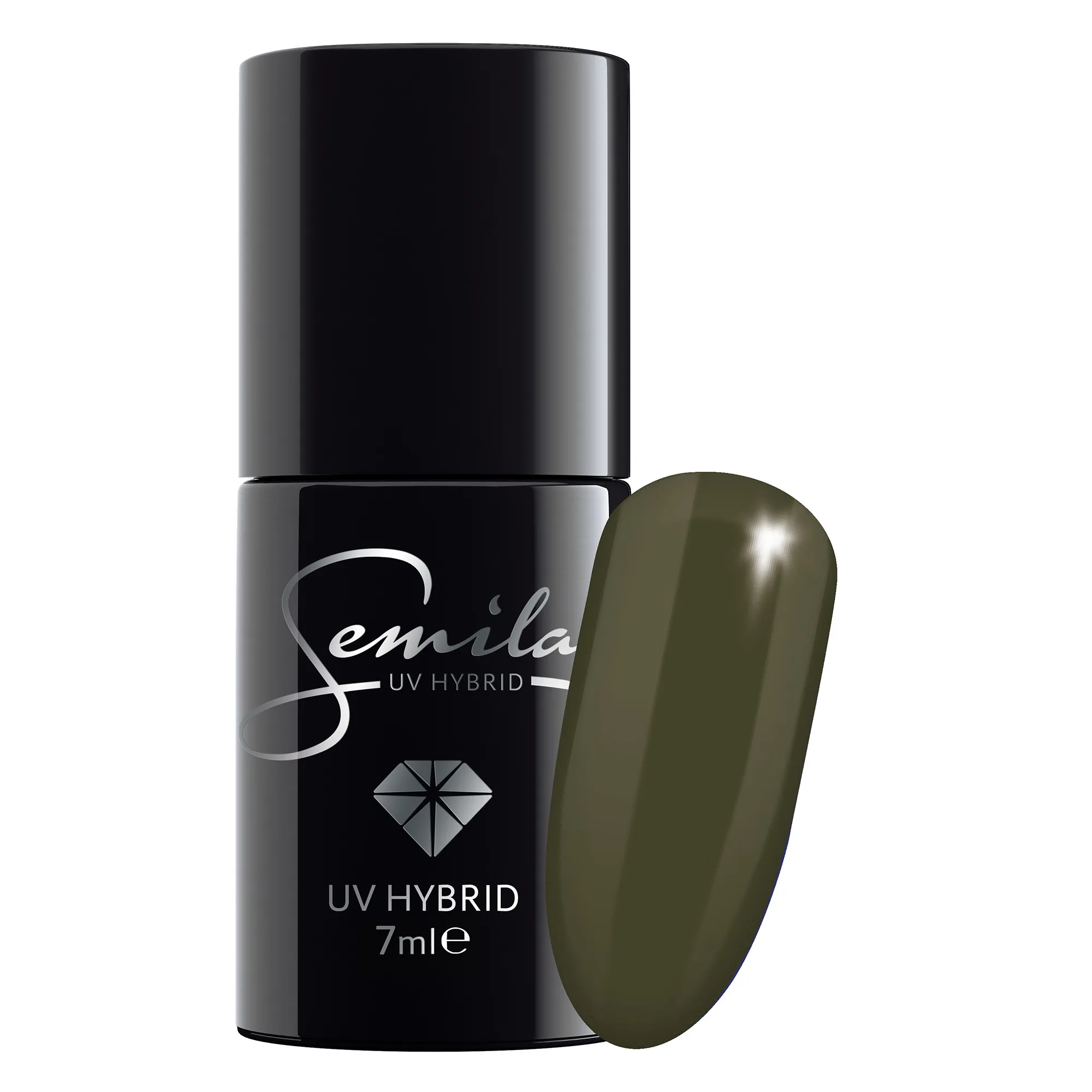 Semilac Army Green 151 semi-permanent coverage, UV hybrid nail polish texture Gel