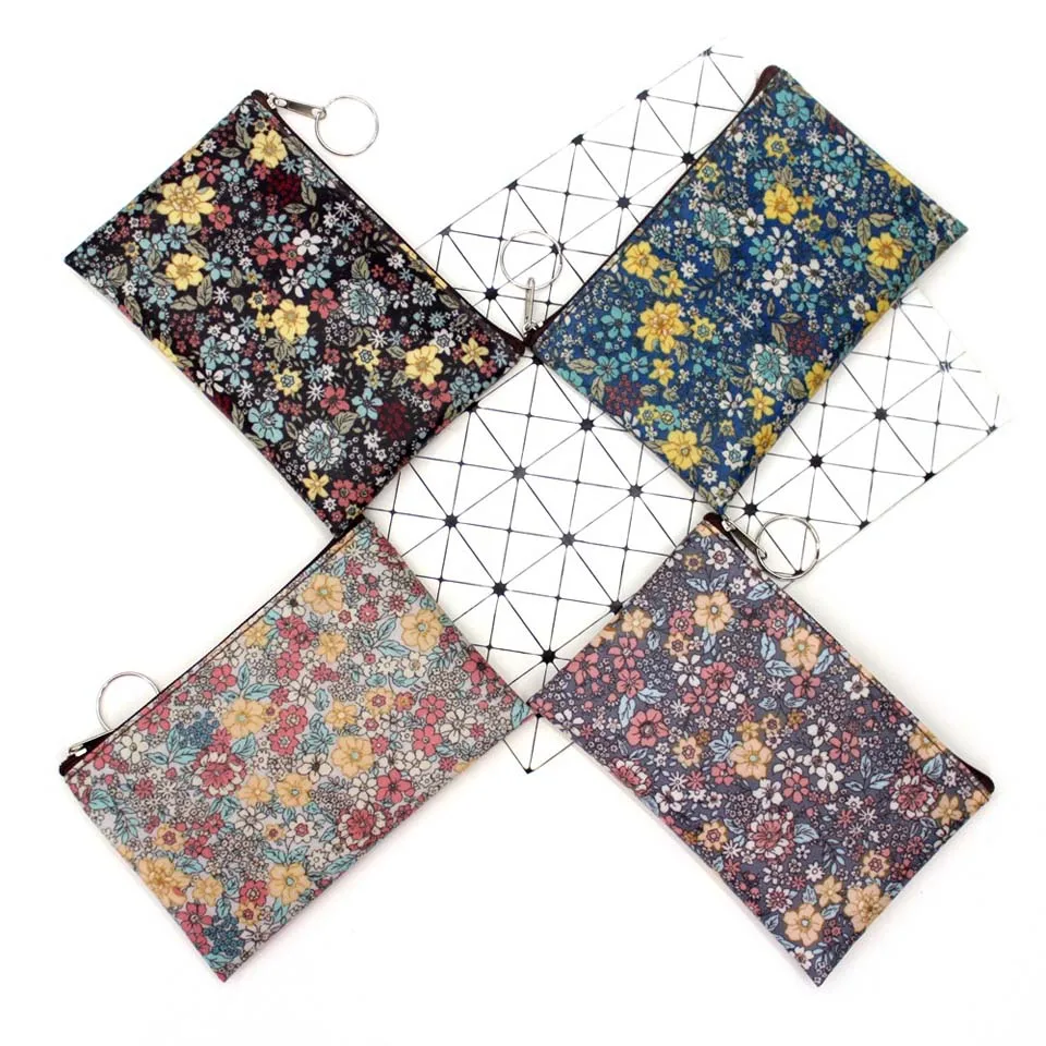 2019 casual vintage small floral coin purse waterproof cotton Fabric small square pouch card holder women mini wallets girl bags