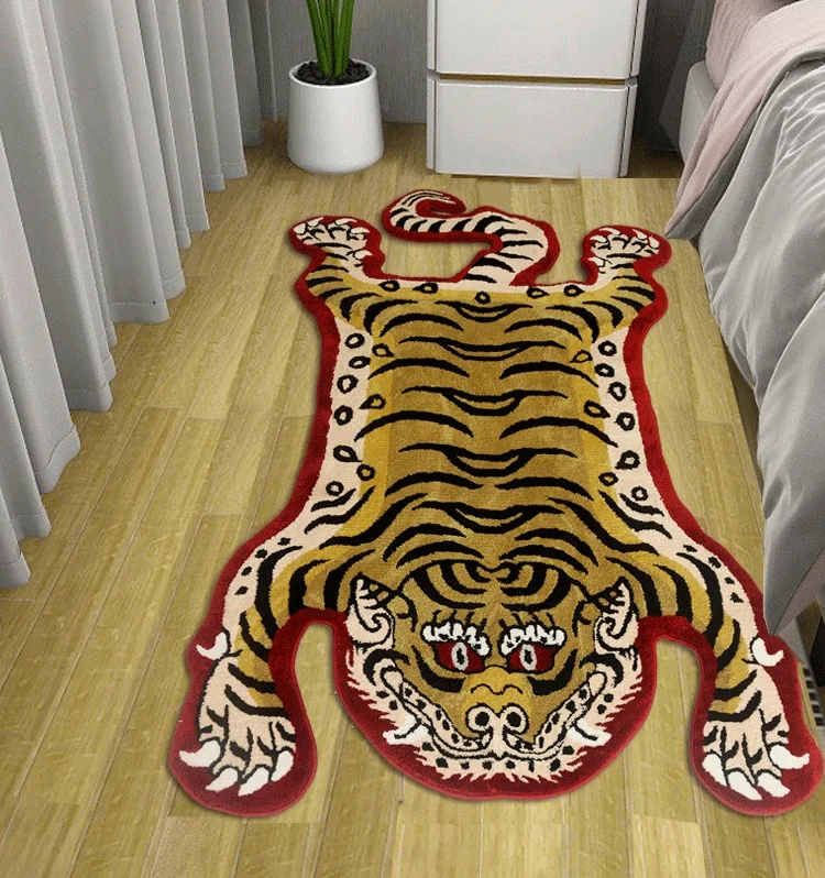 Home Animal Shape Rug Creative Handmade Tiger Pattern Sofa Carpet Tapete Nordic LivingRoom Floor Mat Anti Slip Area Rug Washable