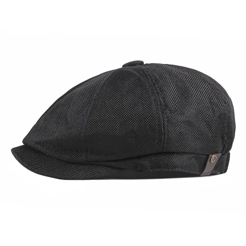 2024 Polyester four seasons mesh Newsboy Caps Flat Peaked Cap Men and Women Painter Beret Hats