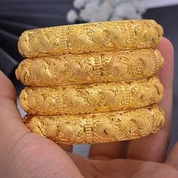 Top Quality Dubai Bangles  Gold Color Bangles For Women Vintage Bride Wedding Bracelet Bangles Africa Arab Jewelry