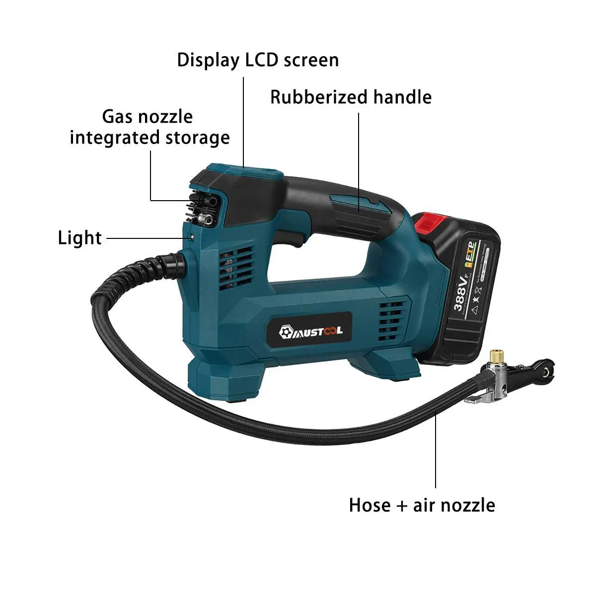 22L/Min ไร้สายชาร์จไฟฟ้าแบบพกพาดิจิตอลยางรถยนต์ Inflator Air Compressor สำหรับ Makita 18V แบตเตอรี่