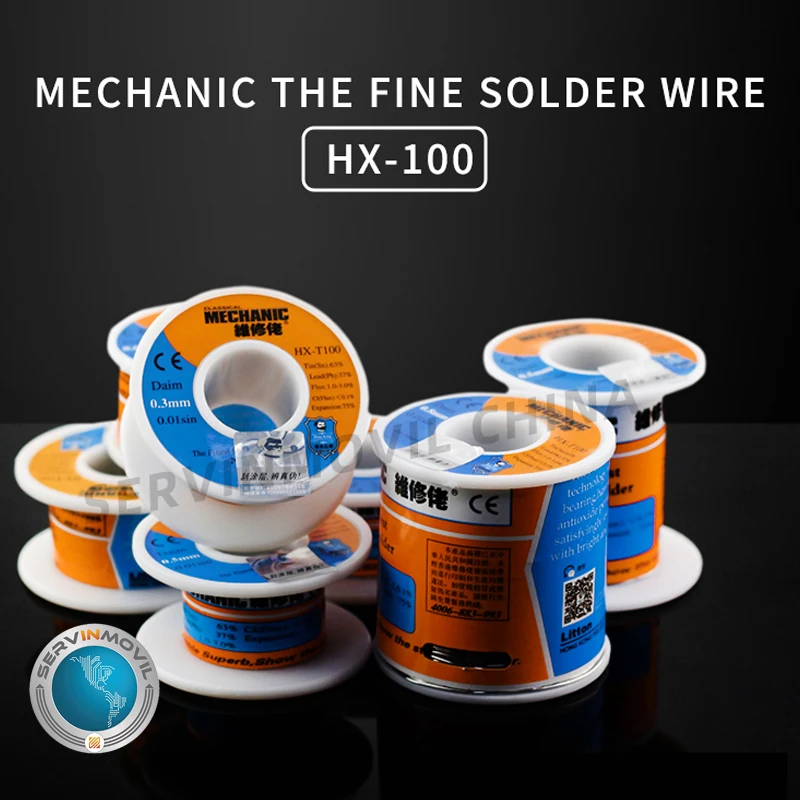 MECÂNICO HX-100 55g 63%/37% Sn/Pb Rosin Núcleo 183 ℃ Ponto de Fusão de 0.2mm A 1.2 milímetros Fio De Solda de Solda Flux 1.0-3.0% Bobina De Cabo de