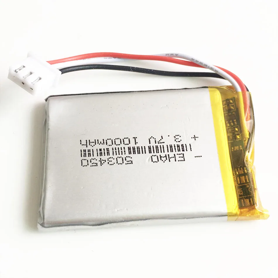 3.7V 1000mAh Lithium Polymer LiPo Rechargeable Battery 503450 JST XHR 2.54mm 3pin plug For MP3 DVD PAD camera Recorder Speaker