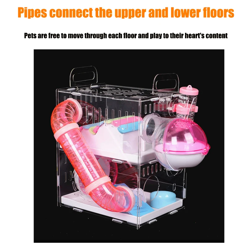 Imagem -03 - Gaveta tipo Acrílico Hamster Cage Small Pet House Transparente Oversized Villa Gaiola Básica Toy Nest With The Pipe Cobaia