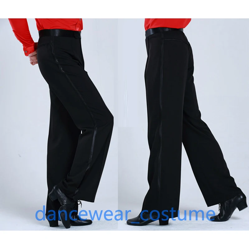 

New Men Boy Prom Party Jazz Tango Rumba Ballroom Latin Modern Competition Practise Dance Pants Trousers Black