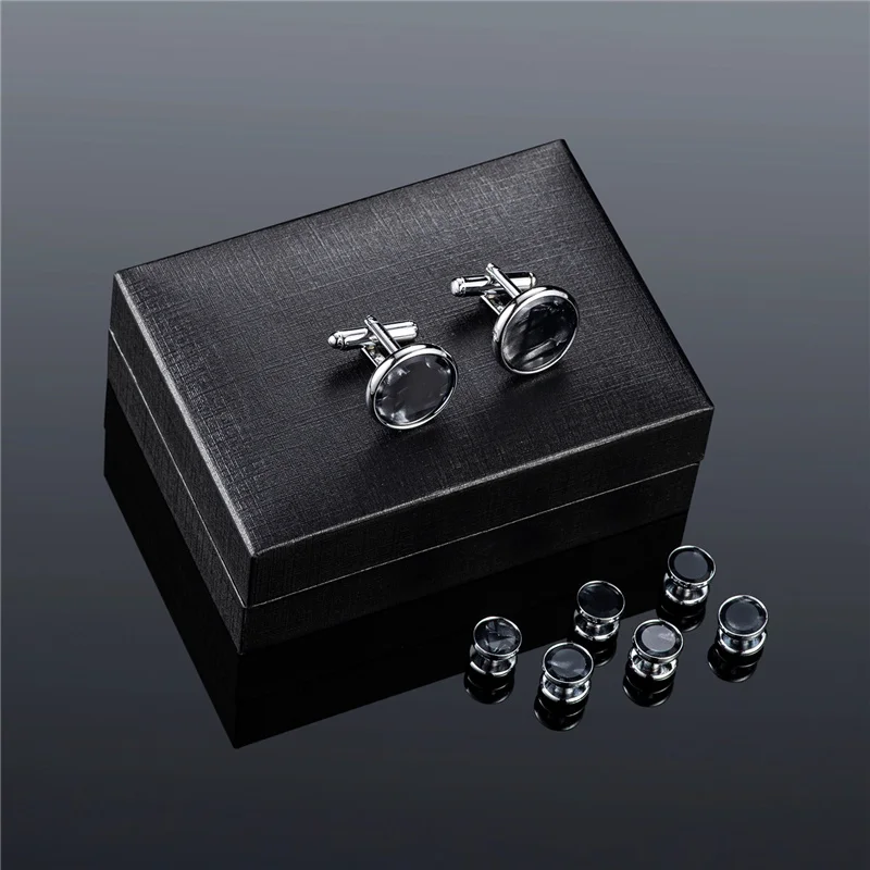 Man Shirt Cufflinks Studs Set Metal Cufflink For Mens Luxury Original Gift For Husband Jewelry Business Tie Clip Men's Fashion