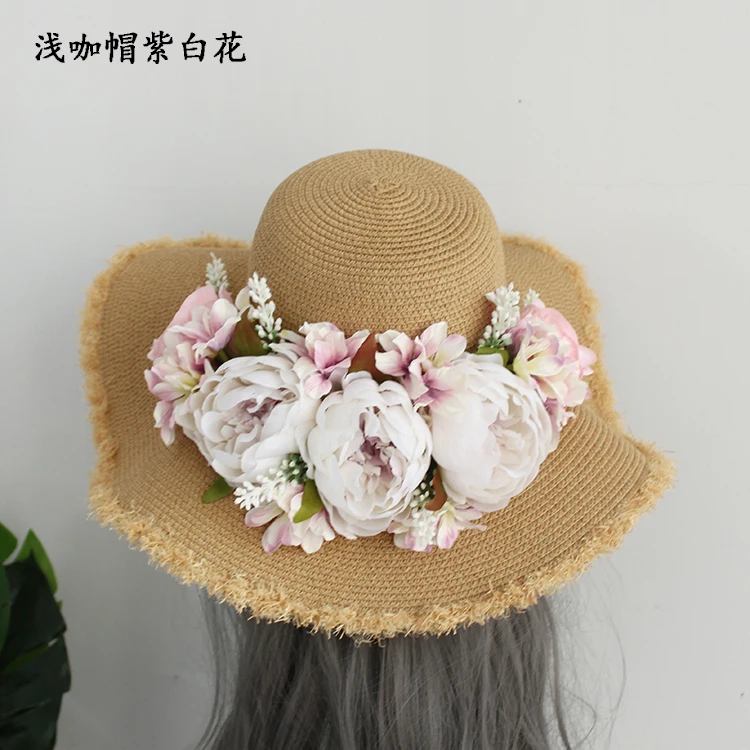 Weave Rattan Straw Holiday Casual Tote Handbag Multicolor Customized  Bohemia Style Women Summer Flower Beach Bag and Hat Suit