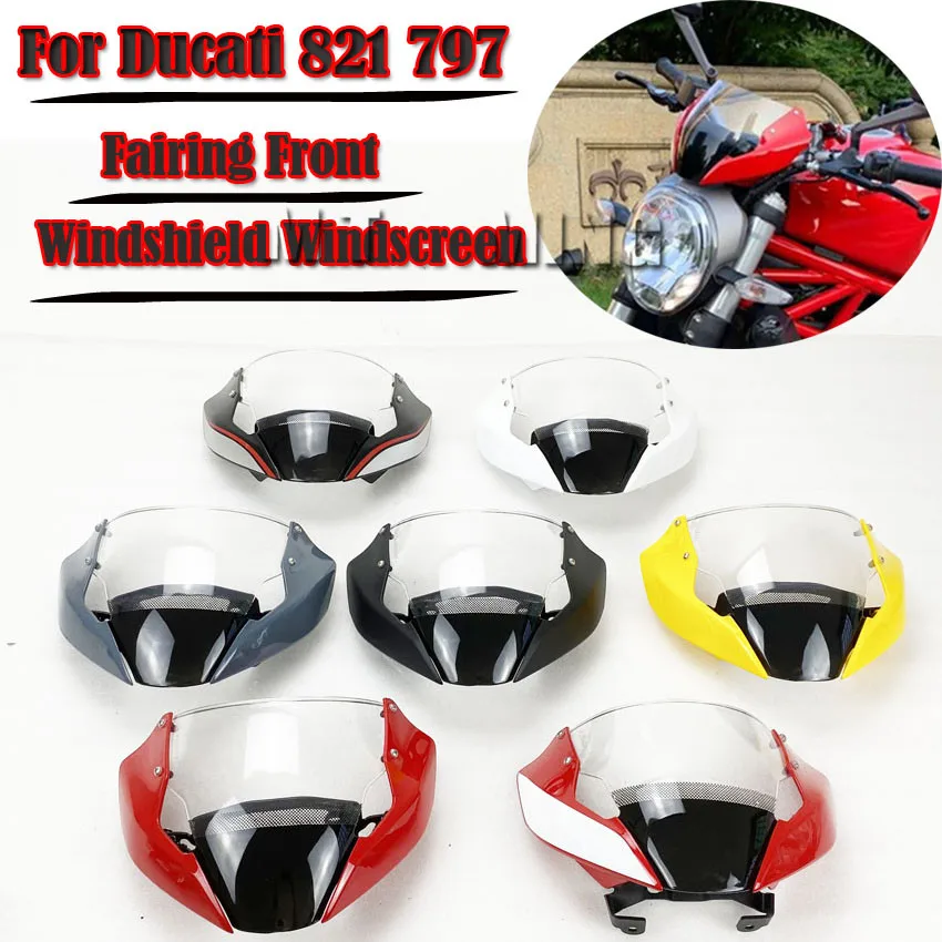 Front Head Cowling for Ducati 821  Fairing Front Windshield Windscreen Monster 797 821 Hyperstrada  Stnipe Deflector 2014-2017