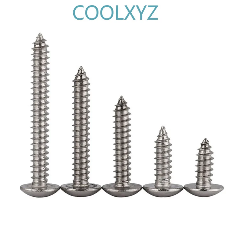 

Phillips Truss Head Self Tapping Screw 316 Stainless Steel Cross Large Pan Head Tapping Screw Mushroom head M3M4M5M6 10pcs