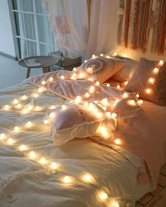 LED Furry Snow Ball Led String Lights Fairy Light for Garden Home Decor Wedding Party Garland Decorations