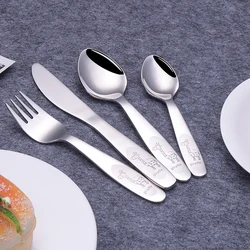 Children's Cutlery Tableware Stainless Steel Cartoon Giraffe Child Fork Knife Spoon Kids 4pcs Dinnerware Sets For Home Kitchen