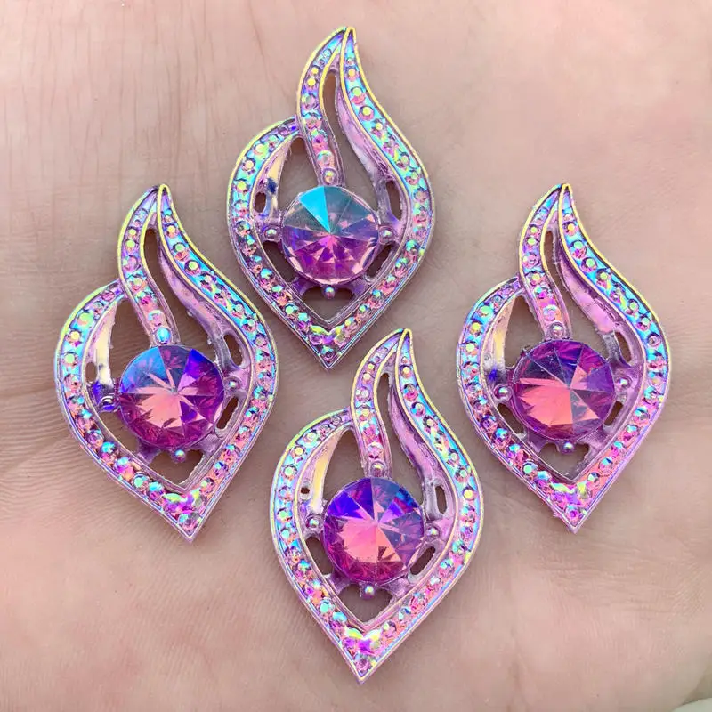 10pcs 21*34mm Leaves shape Sew on rhinestones flatback resin crystals accessory gemstone strass loose beads -S411