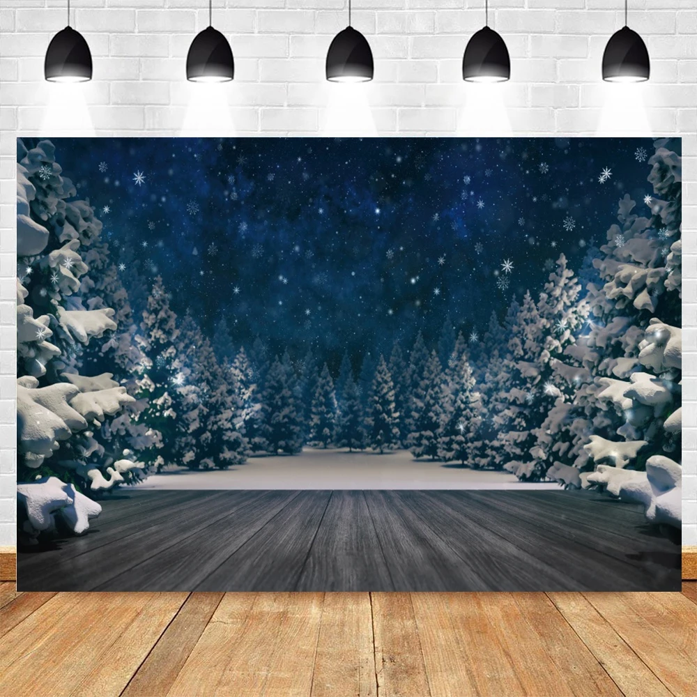 Yeele Christmas Background Winter Night Starry Sky Forest Floor Backdrop Baby Photographic Photography Photo Studio Photophone