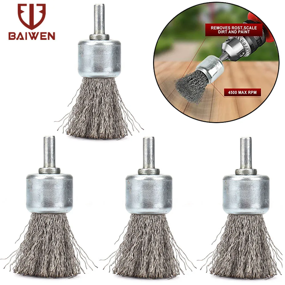 25mm Steel Rotary Wire Wheel Brush Dremel Tools for Drill Metal Rust Removal Polishing Kit 0.3mm Wire Diameter