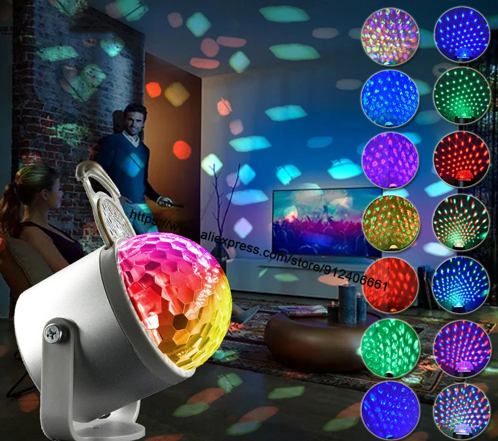 Water Wave Pattern and Magic Ball 2IN1 LED Effect Light 9W RGB Dj Lights Stage KTV Bar Effect Light Sound control Disco Party