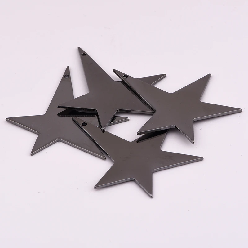 6pcs solid geometric shape five-pointed star earrings necklace pendant with holes for diy making jewelry accessories