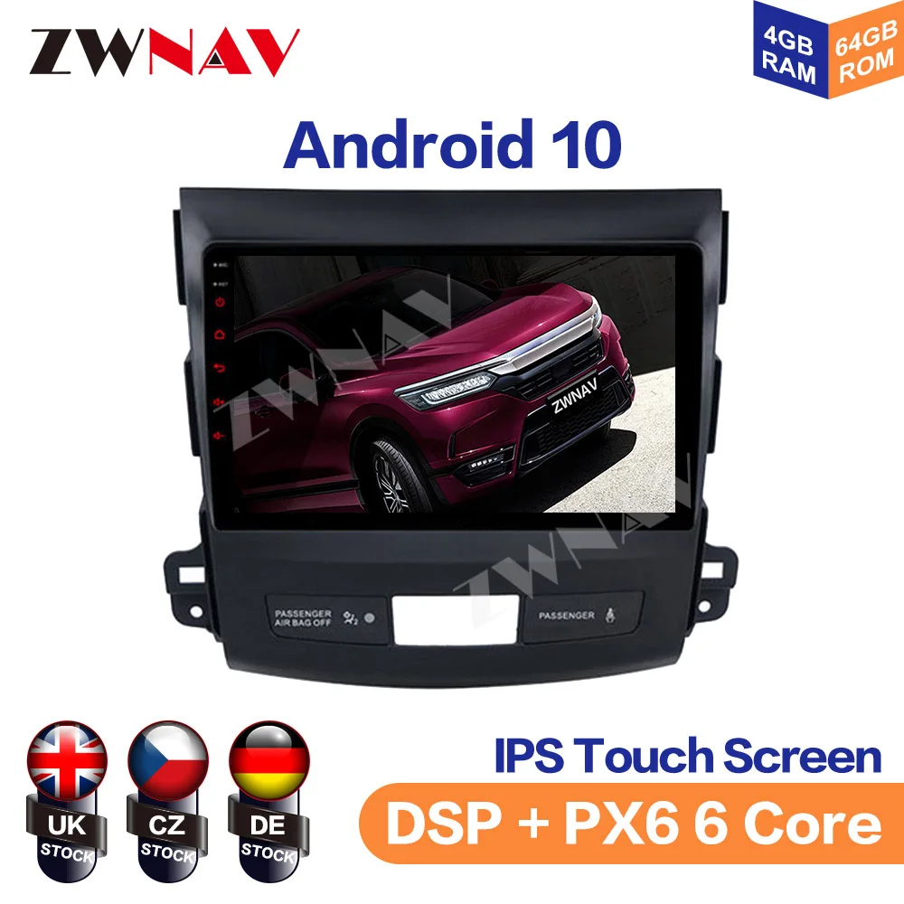 DSP Android 10.0 Car Radio GPS Player Navi for Mitsubishi Outlander 2007-2012 K3 K5 K6 4G Octa Core Radio 360 Panorama Optical